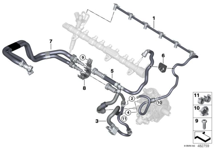 Fuel line, engine compartment, Number 07 in the illustration