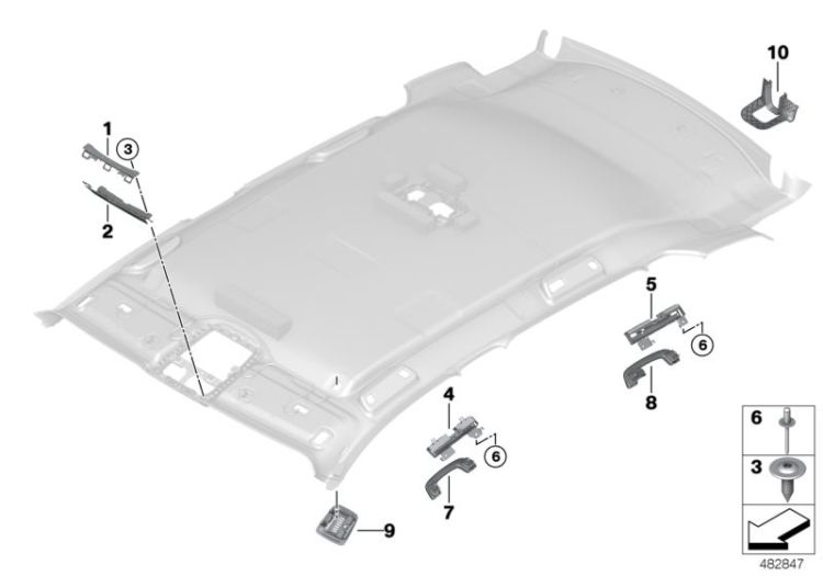 Mounting parts, roofliner ->59369516176