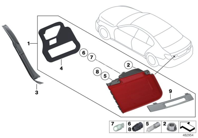 Rear light in trunk lid ->47738630597