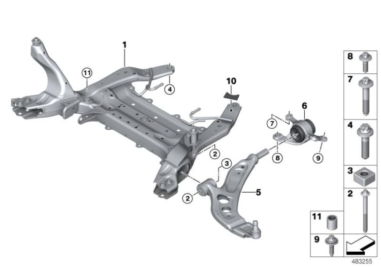 Front axle support/wishbone ->56281311084