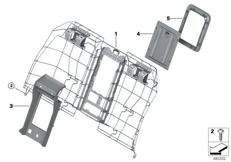 Seat, rear, seat frame, basic seat ->57459524184