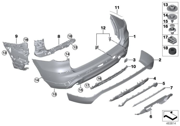 Trim panel, rear ->60901516718