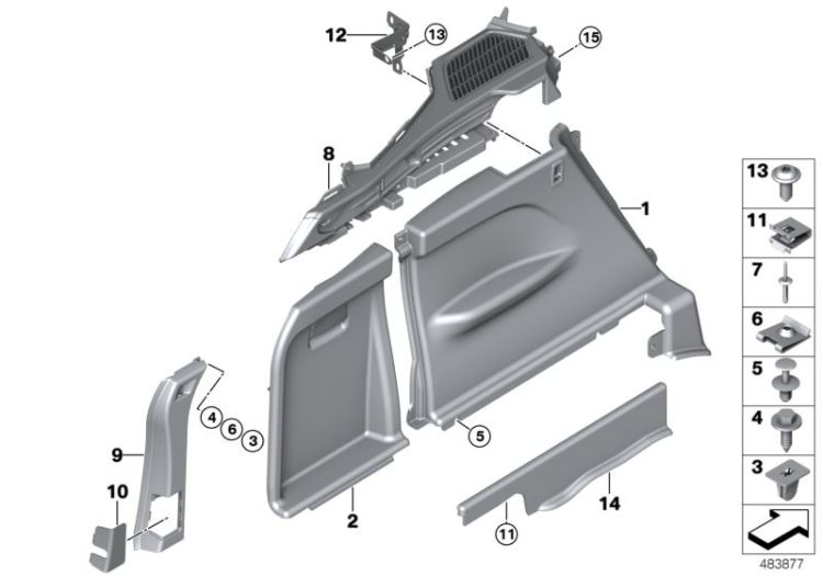 Trunk trim, left ->56081519222