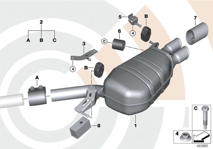 Rear silencer and installation kit ->52407181298