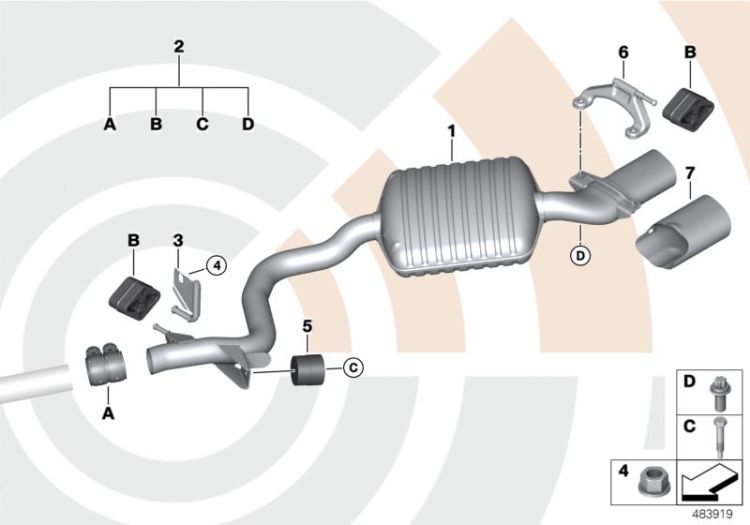 Rear silencer and installation kit ->48480181303