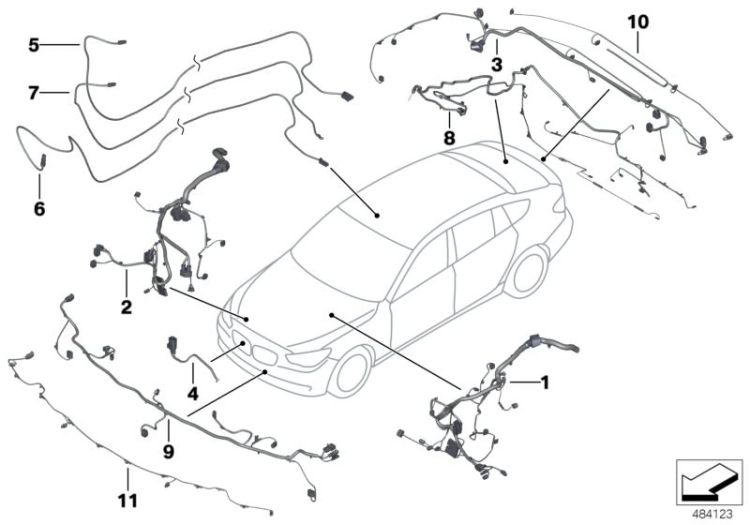 61119331231 Repair cable set electric fan Vehicle electrical system Scope of repair work main wiring harness BMW 6er 6er  F06N >484123<, Juego cables rep. electroventilador