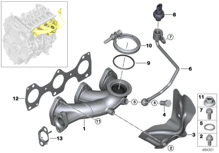 Exhaust manifold-AGR ->56282115497