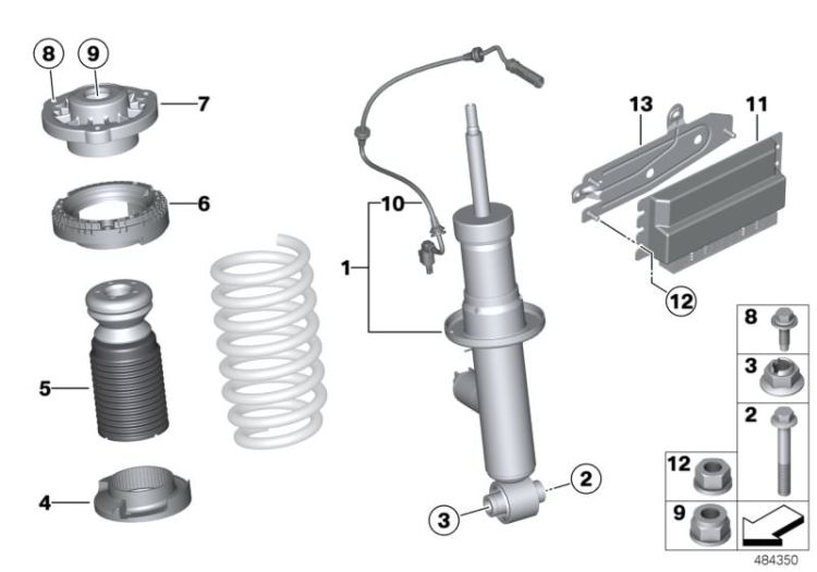 Jambe susp.arr / VDC / boîtier électron. ->52148331538