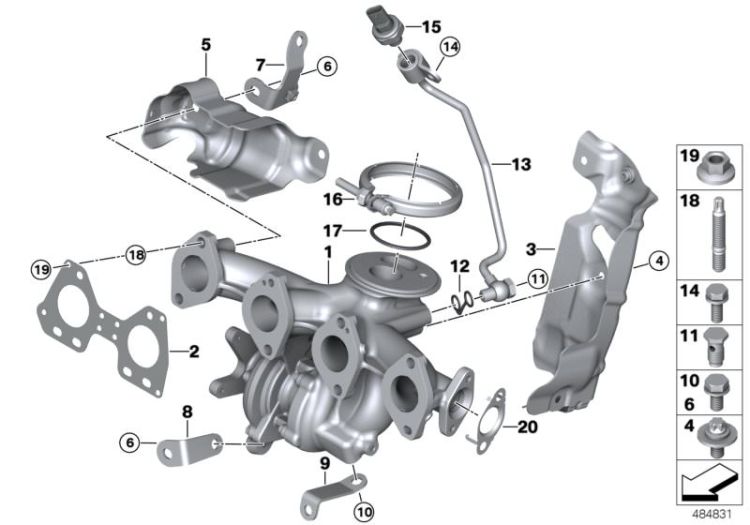 Exhaust turbocharger w.exhaust manifold ->50142114090