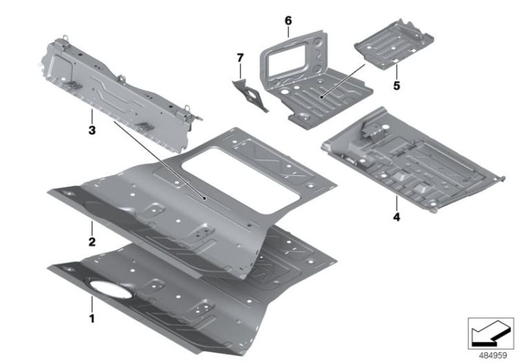 Mounting parts for trunk floor panel ->59369412791