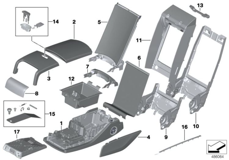 Seat, rear, centre armrest, multifunct. ->