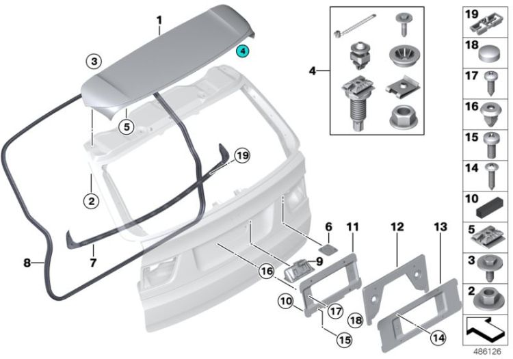 Mounting parts, rear lid ->47738411290