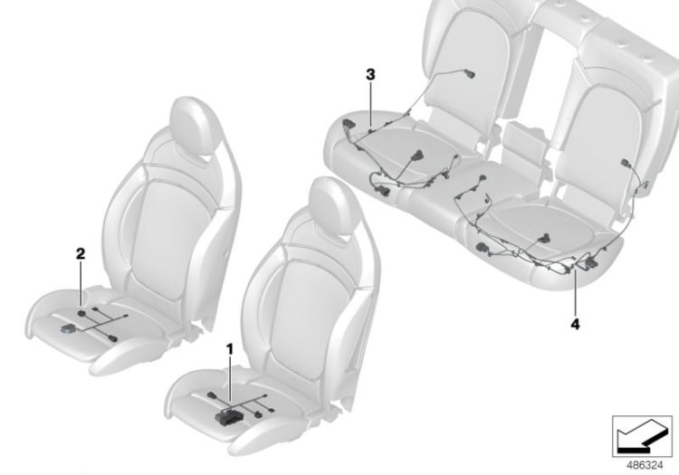 61126809591 Wiring set seat passenger´s side Vehicle electrical system Supplementary cable sets BMW X3 E83  >486324<, Corredo di cavo sedile lato passeggero