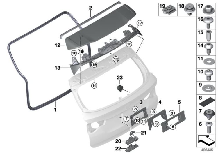 Rear lid, mounting parts ->59369412810