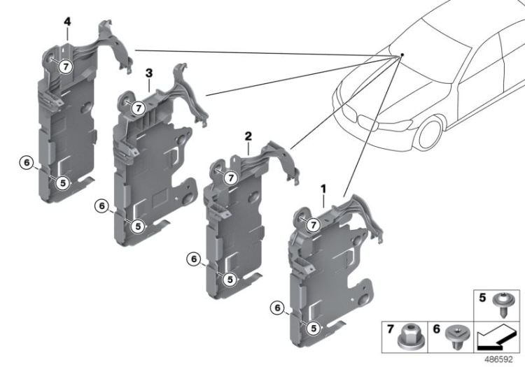 61359383207 Holder BDC Vehicle electrical system Control units modules sensors BMW 7er E65 6er  >486592<, Soporte BDC