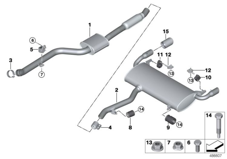 Exhaust system, rear ->59369181318