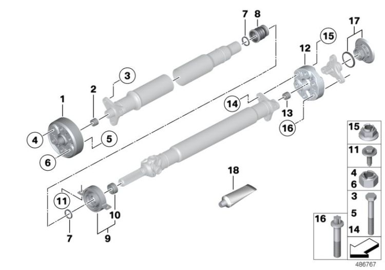 Mittellager Aluminium, Nummer 09 in der Abbildung