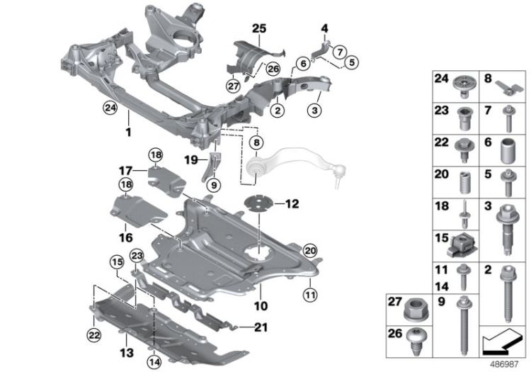 Front axle support, 4-wheel ->57460311456