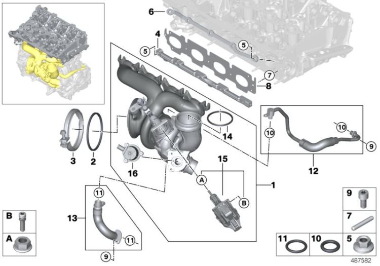 Turbolader mit Abgaskrümmer, Number 01 in the illustration