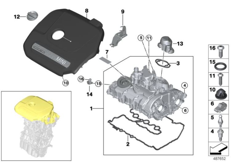 Cylinder head cover/Mounting parts ->59106116855