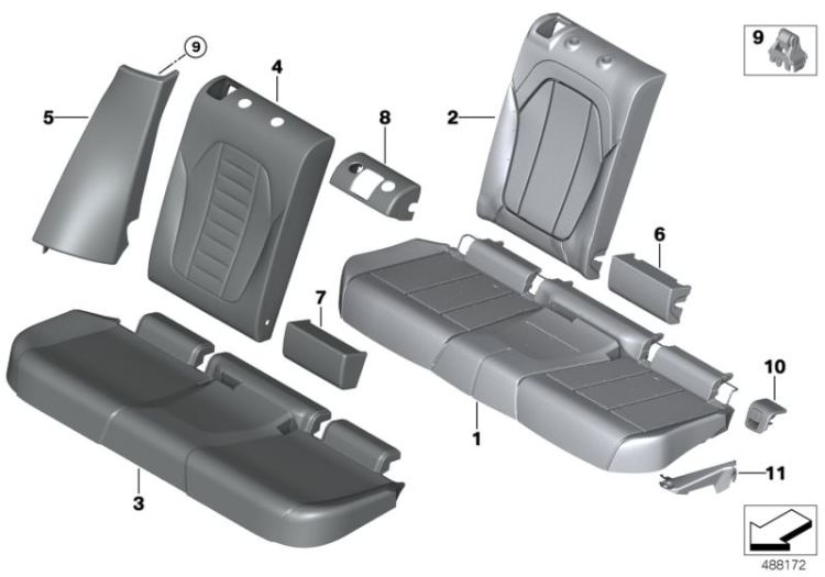 Seat, rear, cushion, & cover, basic seat ->59369524320