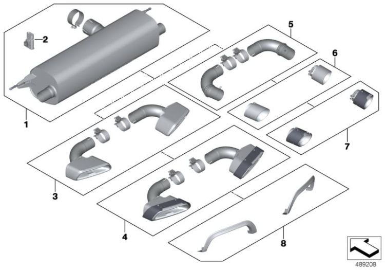 Set of exhaust tailpipes, Number 05 in the illustration
