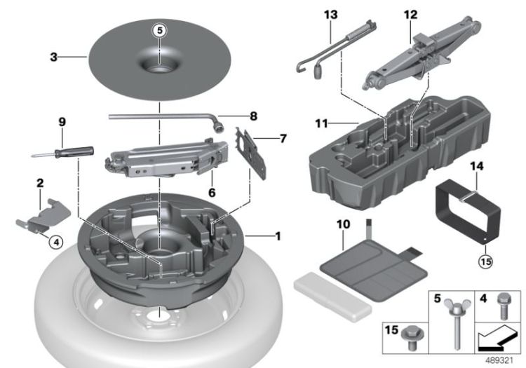 Jack/compact spare wheel attachment ->900315