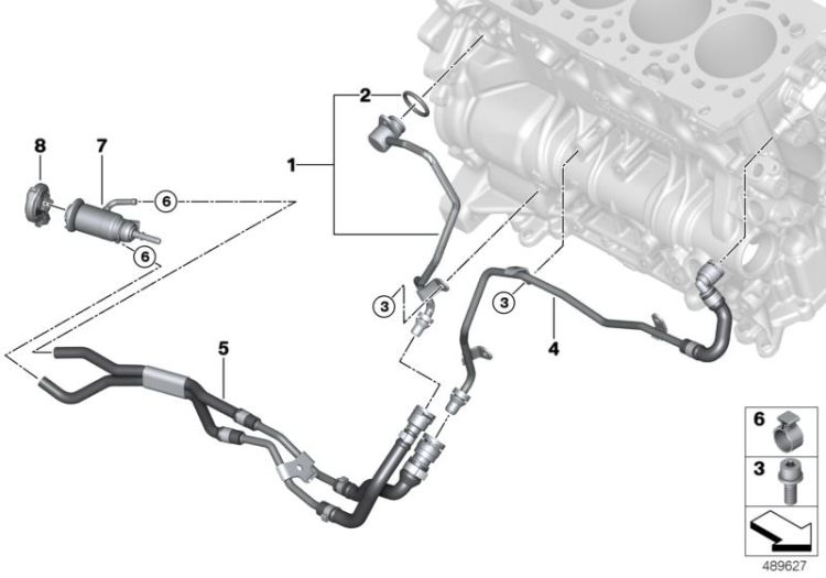 Cooling system - coolant hoses, engine ->59856171276