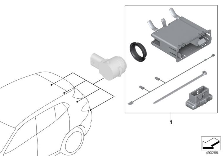 Retrofit kit PDC, rear ->1350107