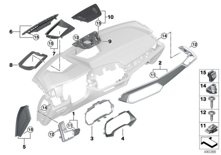 Mounting parts, instrument panel, top ->60024519924