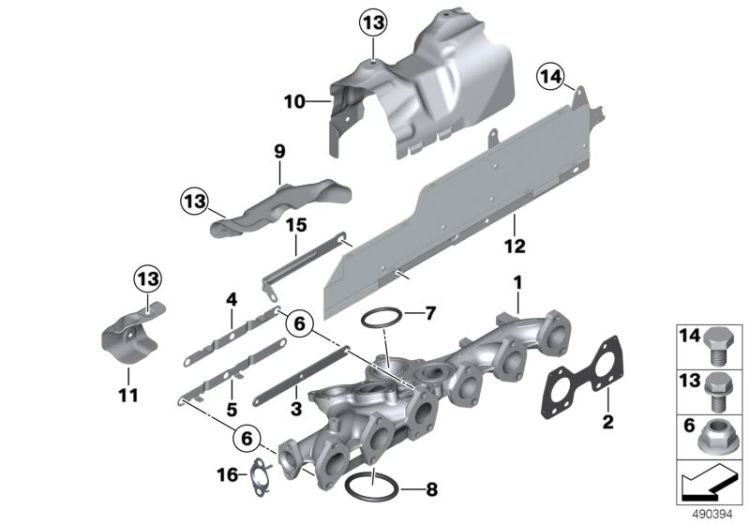 11128511646 Heat protection Engine Exhaust manifold BMW Z4 Roadster E85 F10 F11 X5  E71 F16 >490394<, Protezione termica