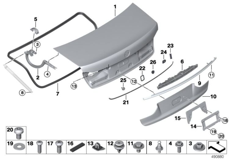 Single components for trunk lid ->60490412538