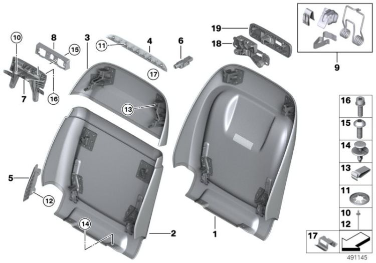 Set, front, backrest trims ->60024524367