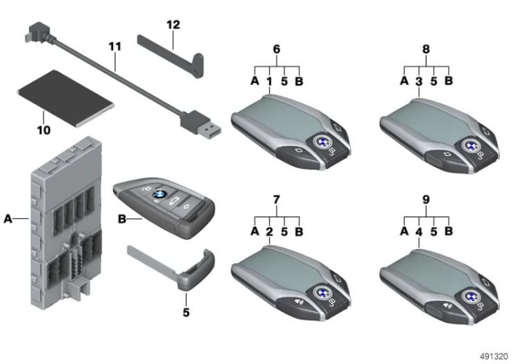 BMW display key, Number 01 in the illustration