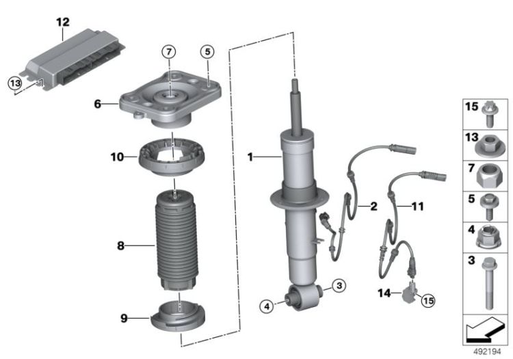 Jambe susp.arr / VDC / boîtier électron. ->59904332189