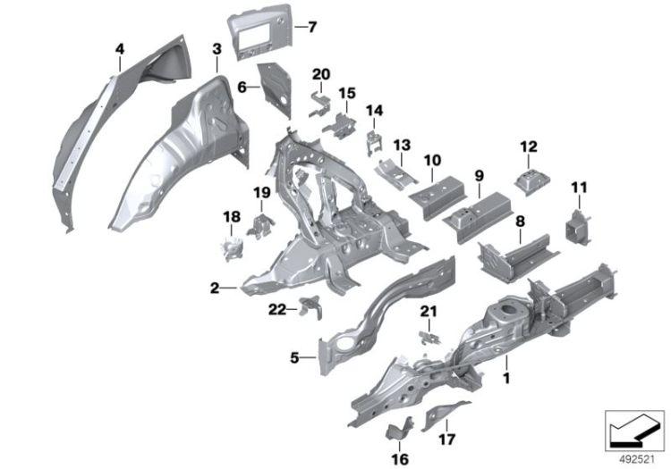 Rear wheelhouse/floor parts ->60484412980