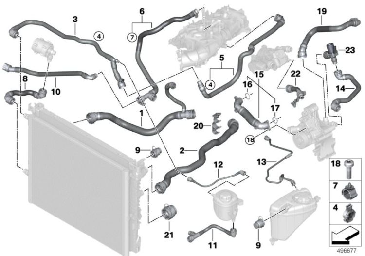 Cooling system coolant hoses ->59859171277