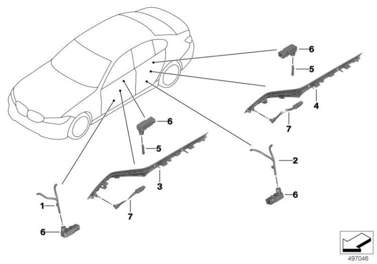 Fiber-opt.cable outline door rear right , Nr. 04 in der Abbildung