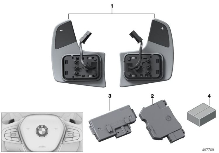 Steering wheel module and shift paddles ->60408616220