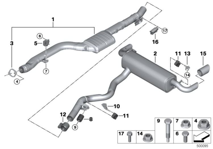 REAR SILENCER BRACKET, front, No. 10 in the picture