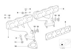 Original BMW Exhaust manifold, rear  (11621740731)