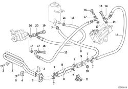 32411141555 Intake manifold Steering Lubrication system BMW 5er E39 E34 E32 >3919<, Tubazione d`aspirazione