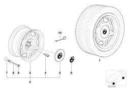 Jeu de 4 centres de roue caches moyeu BMW SERIE 3 E30 d'origine -  Boutiqueapr34
