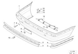 BMW original Revestim. parachoques imprimado detrás 8er E31 (51128173090) (51128173090)