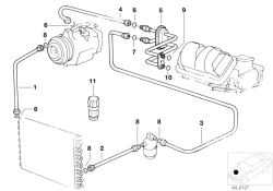 Original BMW condenser-dryer pressure hose assy  (64538375753)