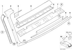 Inter. lateral rght trunk lid trim panel, Number 01 in the illustration