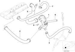 11157532628 Vent hose Engine Cylinder head BMW X5 E70 11151438195 E53 >31800<, Tubo flessibile di ventilazione