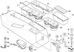 BMW original Soporte consola central imprimada tras. X3 F25 (51163411615) (51163411615)