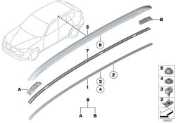 Barre de toit droit d`origine BMW noir (51132990984)