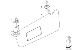 Original BMW Sonnenblende/Spiegel beleuchtet links beige (51167069753)